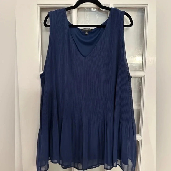 Lane Bryant Tops - Lane Bryant | Navy Sleeveless Sheer Overlay Blouse Plus Size 28